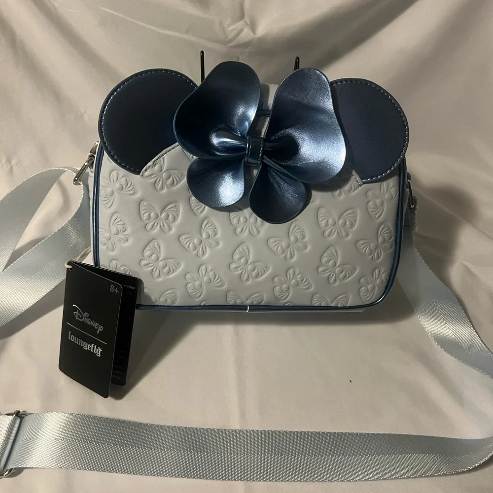 Loungefly Blue and White Crossbody Bag with Bow - Picture 1 of 5